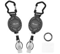 RYACO 2 Pack Heavy Duty Retractable Keychain, Up to 35 oz, Ultra Magnetic Metal Badge Reel Holder with 31.5” Steel Cord, Key Ring ID Card Carabiner Holder