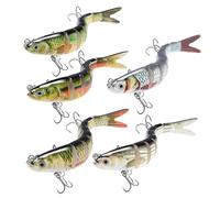 RYACO Fishing Lures for Bass Trout, Lifelike Pike Swimbait 5PCS | for Freshwater and Saltwater, Multi Jointed Segmented Pike Bait with Hooks, Slow Sinking, Family Fishing Gear Gifts