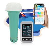 RYAKKA Rechargeable Smart Pool Tester with WiFi & App,Real-time Digital Water Monitor for pH, Chlorine, Salinity, Temp, ORP, EC & TDS - Automatic Alerts for Pools, Hot Tubs & Ponds