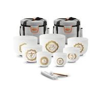 RYAN DVAN 432 hz 7-12 Inch Set of 7 Gold Chakra Design Quartz Crystal Singing Bowl Chakra Set with Free 2 pcs Carrying Case