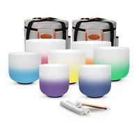RYAN DVAN 432 hz 7-12 Inch Set of 7 Pcs Gradient Design Quartz Crystal Singing Bowl Chakra Set with Free 2 pcs Carrying Case