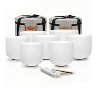 RYAN DVAN Forested Quartz Crystal Singing Bowl (7-12 inch 432 hz With Carrying Case, 7pcs White Singing Bowls)