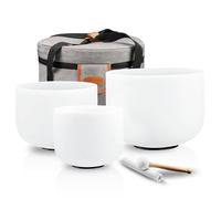 RYAN DVAN 432Hz CRYAN DVAN 432Hz Crystal Singing Bowls Set of 3 - 7" B Crown, 8" G Throat, 9" F Heart Sound Bowls with Case, Suede Striker & O-Rings for Chakra Healing, Yoga, Meditation & Reiki