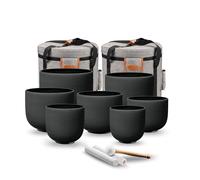 RYAN DVAN 7-12 Inch Set of 7 Pcs Black Color Quartz Crystal Singing Bowl Chakra Set with Free 2 pcs Carrying Case