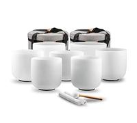RYAN DVAN Forested Quartz Crystal Singing Bowl (7-12 inch With Carrying Case, 7pcs White Singing Bowls)