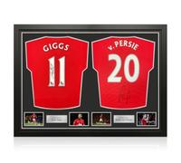 Ryan Giggs & Robin Van Persie Signed Man United 2013-14 Shirts. Dual Frame