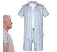 Ryan Gosling Movie Ken Cosplay Costume - Men's Summer Short Sleeve Shirt Coat Shorts Suit - Halloween Uniform Party Outfit Carnival,New 2026 XL
