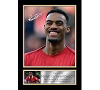 Ryan Gravenberch Signed Autographed Portrait Poster Print - Liverpool FC & Netherlands Football Memorabilia Wall Art for Fans & Collectors, A2 Poster + White Frame
