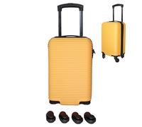 Ryanair 40x25x20cm Cabin Suitcase - Removable Wheels for Extra Space - Underseat Hard Shell Carry On - Approved for Ryanair, easyJet, Jet2 - Lightweight ABS Travel Case (Orange)