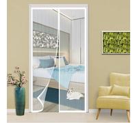 Ryanbem Magnetic Fly Screen Door Automatic Closed Magnetic Fly Curtain Keep Insects Out Mesh Magnetic Mosquito Net, Anti-Mosquito Curtain Ventilation Without Drilling White B 95x205cm(37x80inch)