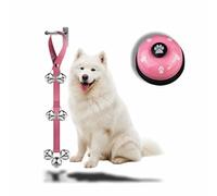 RyanDesign Dog Door Bell for Potty Training, 2-in-1 Set with Adjustable Hanging Bell(Includes 7 Stainless Steel Bells) and Metal Press Call Bell,Pink