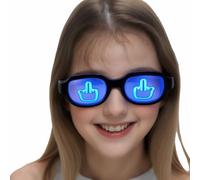 RyanDesign Light Up Middle Finger Glasses - 7 Color LED Mood Glasses, Rechargeable Hilarious Party Glasses for Adults, Teens, Couples - Perfect for Concerts, Raves & Troll Gifts!