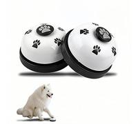 RyanDesign Pet Training Bell for Dogs and Cats, 2 Pack, White, Metal, Paw Print, Non-Slip Base, Loud Clear Ring, No Battery Required, 2.83x1.89 Inch
