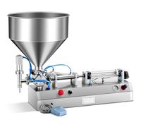 Ryanong 2000ML Pneumatic Liquid & Paste Filling Machine - Horizontal Bottle Filler with Hopper for Emulsion Creams Sauces Shampoo Oils Versatile for Efficient Production(2000ML)