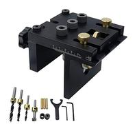 Ryanong 3 in 1 Woodworking Doweling Jig Kit with Positioning Clip Adjustable Drilling Guide Puncher Locator Carpentry Tools