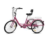Ryanong 3 Wheel Bikes Adult Tricycle Trike Bike Bicycle 24inch Adjustable Backrest Seat Trike Bike Bicycle Simple Modern City Bike for Shopping W/Installation Tools&Instructions Picnic