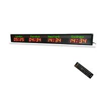 Ryanong 4 City World Time Clock, Hotel Time Zone Clock, LED Wall Clock, Green City Name, Red Time, Suitable for Hotels, multinational enterprises, international airports Wuzeenyi