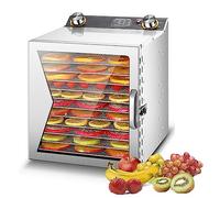 Ryanong 6/8/12 Trays Stainless Steel Food Dehydrator Machine, Freeze Dryer Machine, Pet Snack Dryer with 1h-12h timing, 30-90 Degrees Temperature Control, for Fruit, Vegetable, Jerky Meat 12-layers