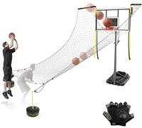 Ryanong Automatic Basketball Return Net - Rebounder Attachment for Hoop Enhances Solo Training Indoors & Outdoors(Ball return+adult gloves)