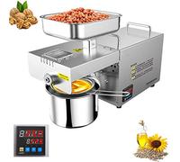Ryanong Automatic Oil Press Machine Electric Oil Expeller, 220V Hot and Cold Commercial Oil Press Machine Extractor High Oil Extraction for Coconut Castor Olive Peanuts