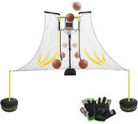 Ryanong Basketball Rebounder Shot Returner Return Attachment for Hoop with Net Rotatable Automatic Shooting Device for Goal Gym School for Sho(Ball Return+adult Gloves)
