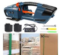 Ryanong Electric Strapping Machine - 4000mAh Battery, Automatic Tool for 1/2 In-5/8 In PP/PET Straps, Portable Banding with 2 Batteries for Packaging and Pallet Use