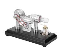 Ryanong Engine Model Engine Science Experiment Kit External Combustion Engine Physics Teaching Tool Black Wood Base with Led Physics Science Education Toys
