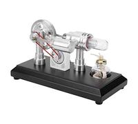 Ryanong Engine Model Engine Science Experiment Kit External Combustion Engine Physics Teaching Tool Black Wood Base with Led Physics Science Education Toys,