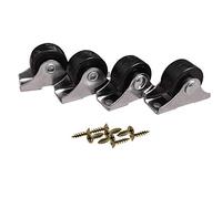 Ryanong Heavy Duty Braked Universal Swivel Casters, Universal Mini Fixed Plate Castors 25mm PU Wheels 1 Inch Red/Black Pack Of 4
