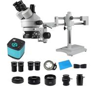 Ryanong Microscope Observation 3.5X 90X 180X Simul-Focal Double Boom Stand Trinocular Stereo Zoom Microscope 48MP 4K HDMI USB Camera 144 LED Light Microscopie