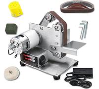 Ryanong Mini Electric Belt Sander Kit, Desktop Polishing Grinder Machine Set with 10 Sanding Belts & 7-Speed Control, for Turning/Plastic Polishing/Knife Edge/Wood