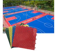 Ryanong Outdoor Basketball Sport Court Tiles 10x10 Inch Interlocking Floor Mats Red Yellow Blue Green - Waterproof DIY Puzzle Flooring for Gym Playground(Green,10 piece)
