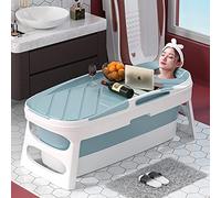 Ryanong Portable Folding Bathtub Adult, Bathtub Foldable Bathe Barrel Adult Bathtub Bathroom Corner Freestanding Portable Shower Bucket Large Plastic Sturdy Pool Tub Blue