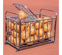Ryanong Stainless Steel Basketball Storage Cart Mobile Folding Design for Kindergarten and Sports Equipment Organization(110 * 65 * 85cm)