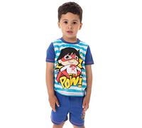 Ryans World Pyjamas For Boys | Kids Youtube Superhero T Shirt Trousers PJs Set | Childrens Striped Clothing Merchandise 7-8 Years Blue