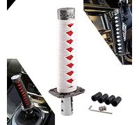 RYANSTAR Gear Shift Knob Sword Shift Knobs Katana Samural Shift Gear Lever Universal Compatible with Manual Cars Most Automatic Cars with 4 Adapters White+Red
