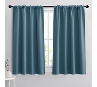 RYB HOME Bathroom Curtains for Small Window, Room Darkening Privacy Assured Curtains Drapes Lights & Draft Blocking for Kitchen Pantry, W 42 x L 45 inches, 2 Panels, Slate Blue