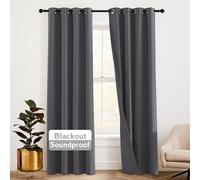 RYB HOME Soundproof Curtains 84 inches - 3 Layers Blackout Curtains Noise Cancelling Thermal Insulted Drapes for Door Window Living Room Nursery Divider Drapes, W 52 x L 84 inch, Gray, 1 Pair