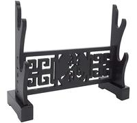 RybdaFDc Sword Holder Rack Stand Horizontal Display Samurai Katana Wakizashi Classical Hollow Out Pattern dragon1-3 Tiers Black(2Tier)
