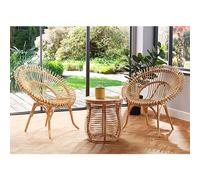 rybnik rattan bistro set with 2 suzano natural chairs