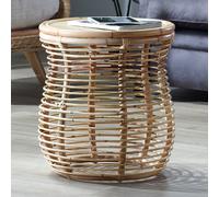 rybnik round wicker top rattan lamp table in natural