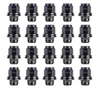 RYBO Set of 20 Black Wheel Nuts, M12 x 1.5, Flat Seated, 21 Hex - Compatible with Toyota Vehicles
