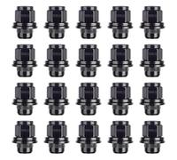 RYBO Set of 20 Black Wheel Nuts, M12 x 1.5, Flat Seated, 21 Hex - Compatible with Toyota Vehicles