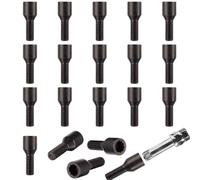 RYBO Set of 20 M12 x 1.5, Black Tuner Bolts, 28mm Thread, Suitable for BMW Vehicles and More