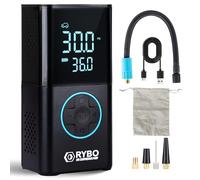 RYBO Tyre Inflator Wireless Air Compressor, Portable Electric Bike Pump 150 PSI, with Digital Display, Pressure Gauge, LED Light, Rechargeable Tyre Compressor for Car, Bike, Motorbike, Ball RB05