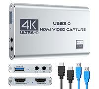 Rybozen 4K Audio Video Capture Card, USB 3.0 HDMI Video Capture Device, Full HD 1080P for Game Recording, Live Streaming Broadcasting-Silver