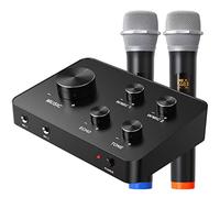 Rybozen Wireless Microphone Karaoke Mixer System, Dual Handheld Wireless Microphone for Karaoke, Smart TV, PC, Speaker, Amplifier, Church, Wedding - Support HDMI, AUX In/Out