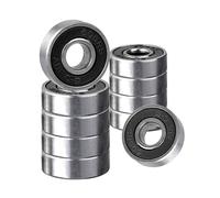 Rybtd 10 PCS Ball Bearings Frictionless Color Miniature Metal Bearings ABEC-9 608 2RS Couble Shielded Bearings Stainless Steel Bearings for Long Skateboards Four-wheel Skates Wheels（Black）
