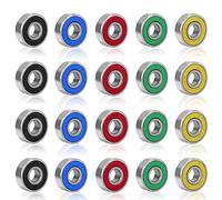 Rybtd 20PCS Ball Bearings Frictionless Color Miniature Metal Bearings ABEC-9 608 2RS Double Shielded Bearings Stainless Steel Bearings are Suitable for Long Skateboards Four-wheel Skates Wheels