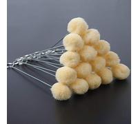 Rybtd 60PCS Wool Ball Brush with Metal Handle Leather Carving Tool for Hand DIY Dye Daubing Leather Sealing Lubricating Oil